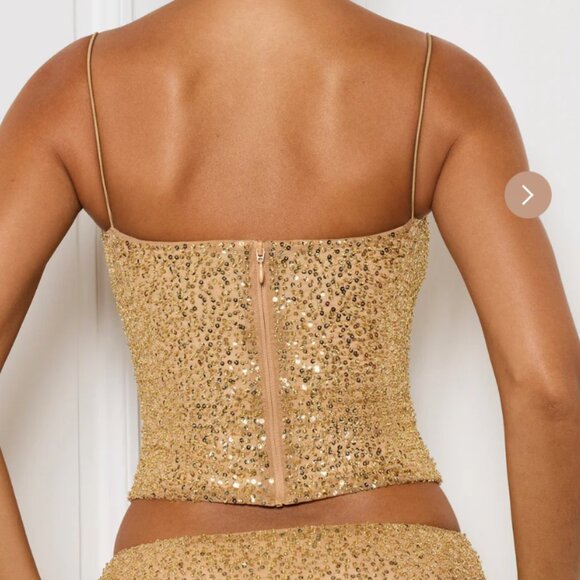 Oh Polly "Meissa" Embellished Sequin Bustier Top – Gold – Size 8 – NWT ✨ - Picture 9 of 12